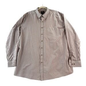 HB Harbor Bay Mens Long Sleeve White/Orange/Blue Checked Button Down Shirt 1XLT